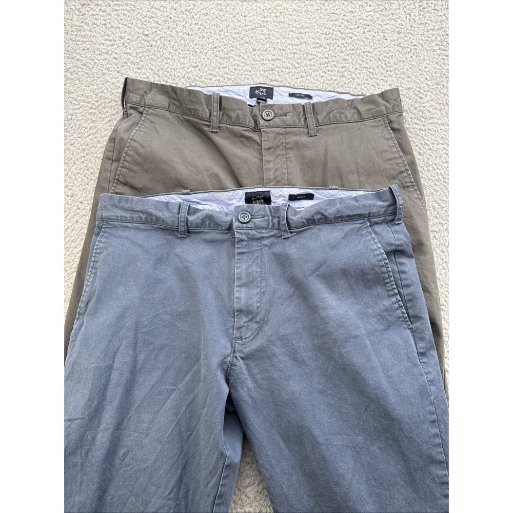 J.Crew Driggs Flex Chino Pants Mens 32x32 Blue Gray Solid Slim Tapered Lot of 2